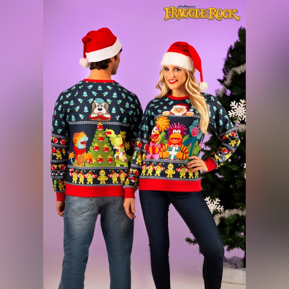 Fraggle Rock Ugly Christmas Sweatshirt Size 3X Polyester Holiday Party Nostalgic